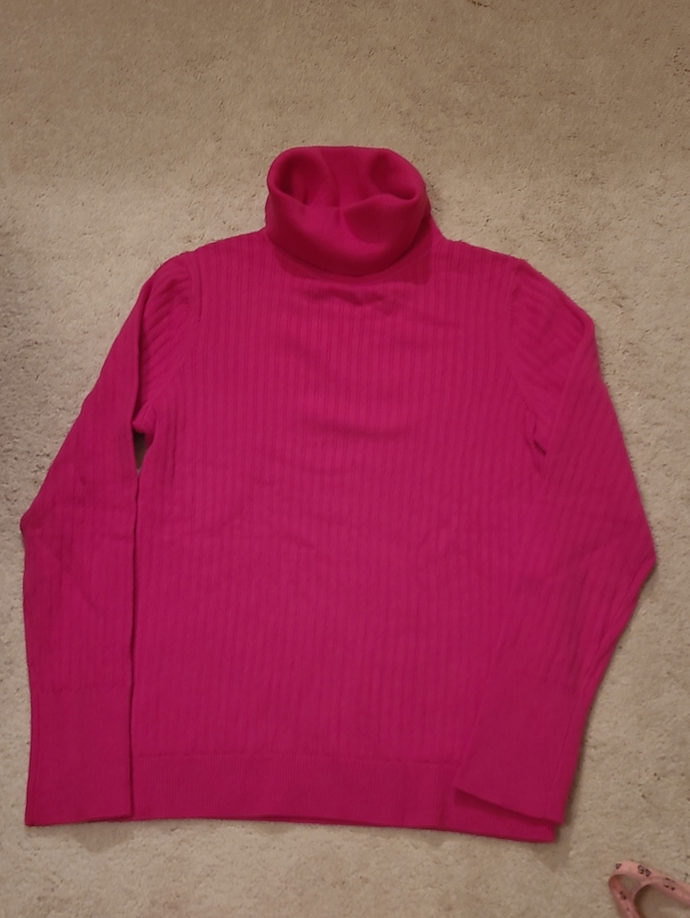NWT Talbots Womens Size M Bright Fuchsia Ribbed Turtleneck Sweater